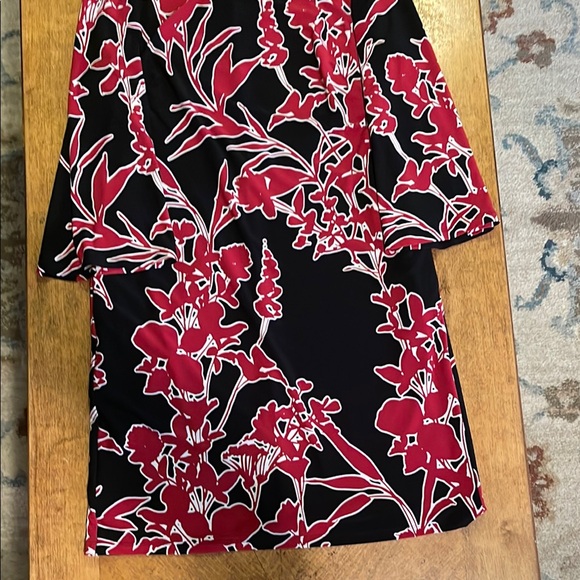 Lauren Ralph Lauren Black and Red Sheath Dress Crew Neck - Picture 3 of 15